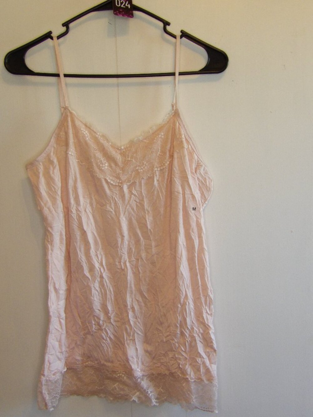 Maurices, NWT Light pink tank top with lace detail on neckline and waist (Women'